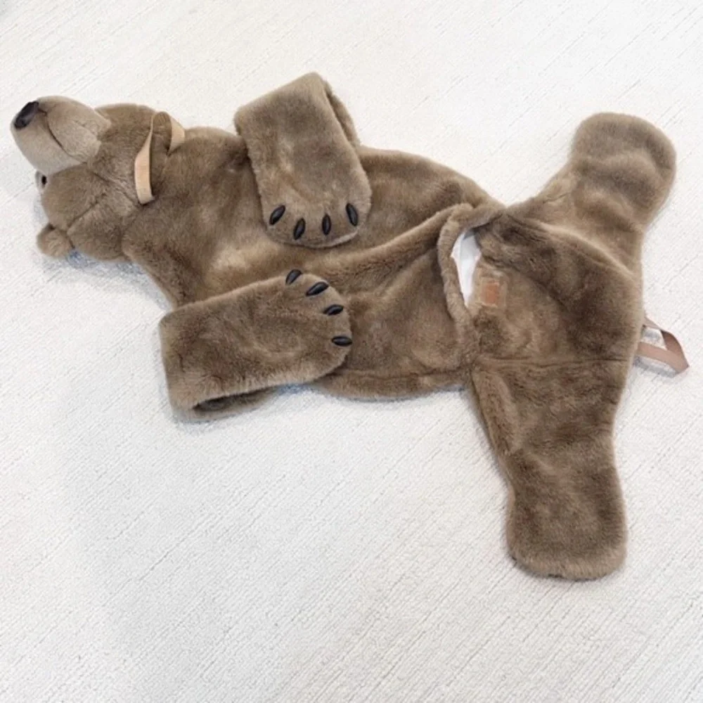 JAAG Plush Brown Bear 37” Jumbo Lays Flat Realistic Head Handles Pocket PJ Bag